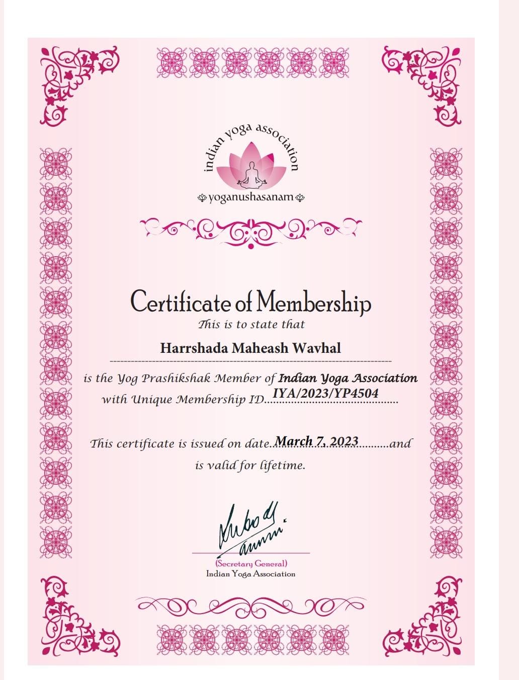 International Yoga Certificate 6