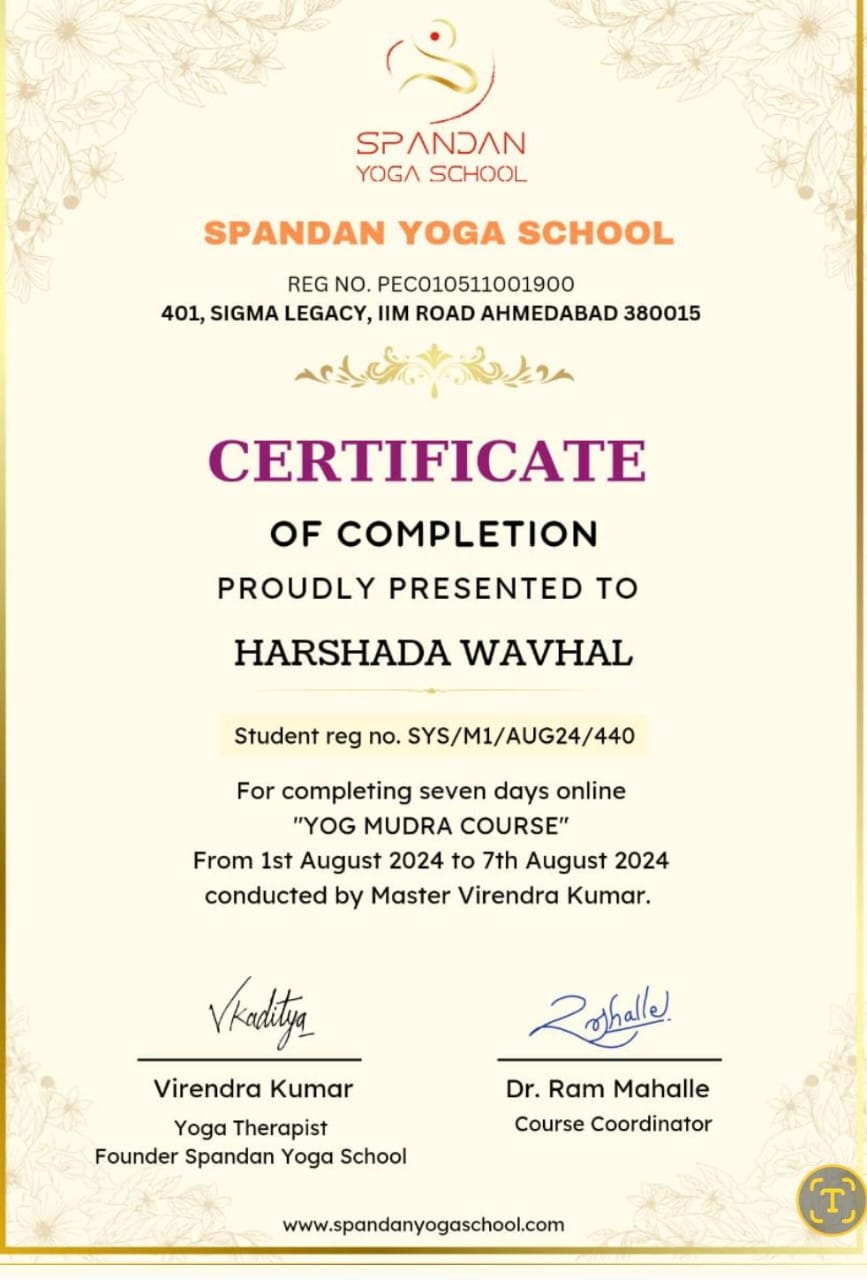 Medicine Yoga Certificate 2
