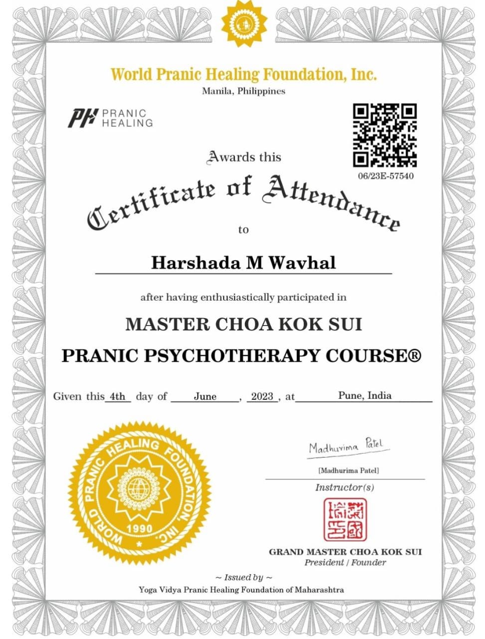 Medicine Yoga Certificate 7