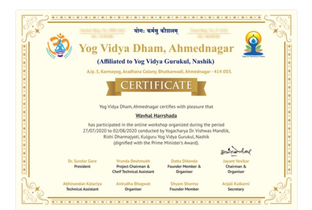 Traditional Yoga Certificate 6